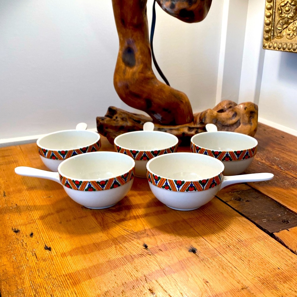 Villeroy and Boch Septfontaines petite fondue bowls. 5 vintage fondue bowls.